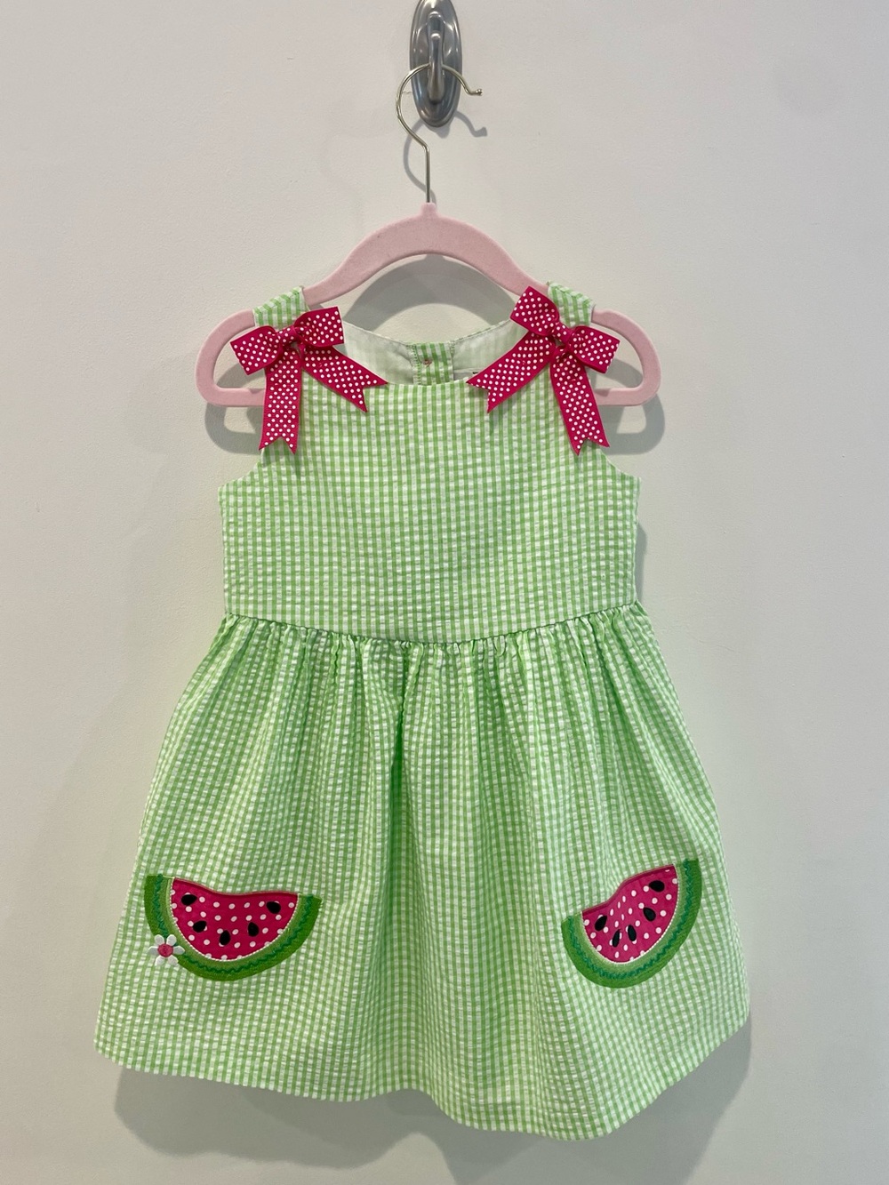 Rare Editions Green Gingham Watermelon Dress - Sz 3T